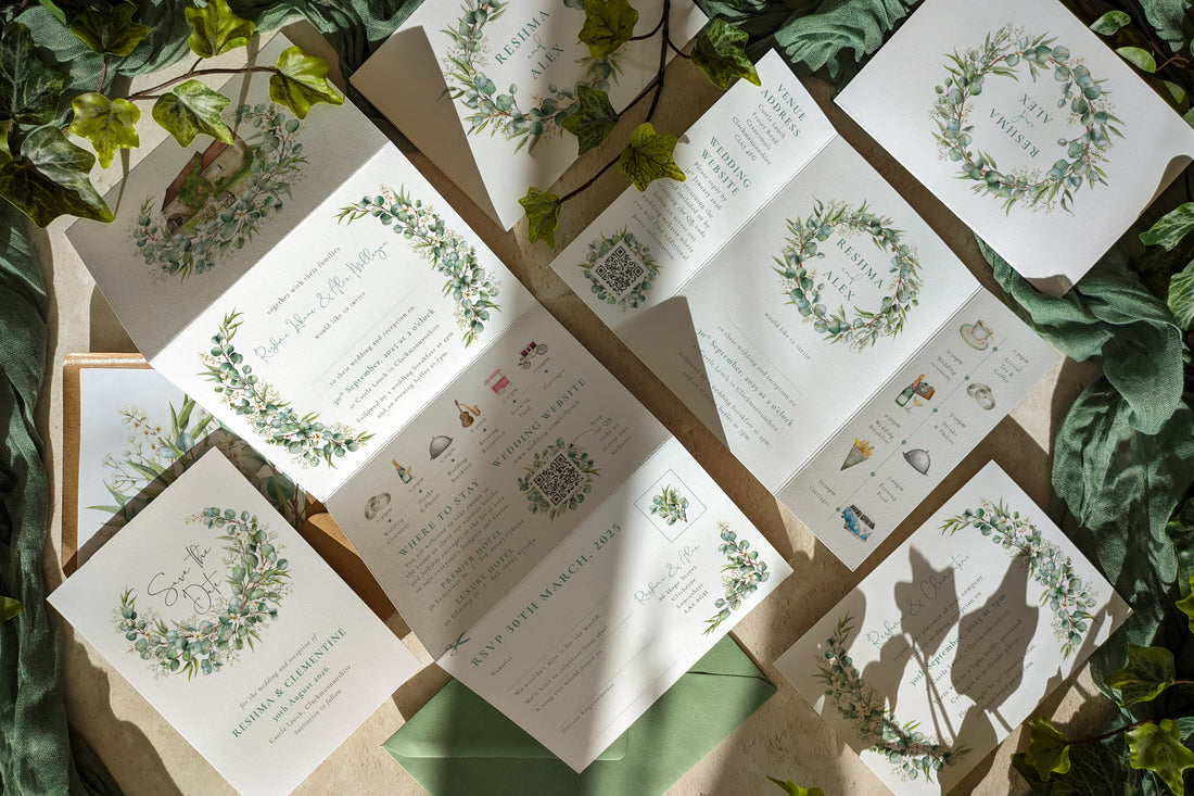 Embracing Nature’s Elegance: The Eucalyptus and Gypsophila Wedding Stationery Collection