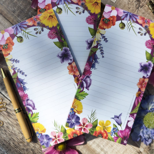 Colourful Flowers Long Notepad