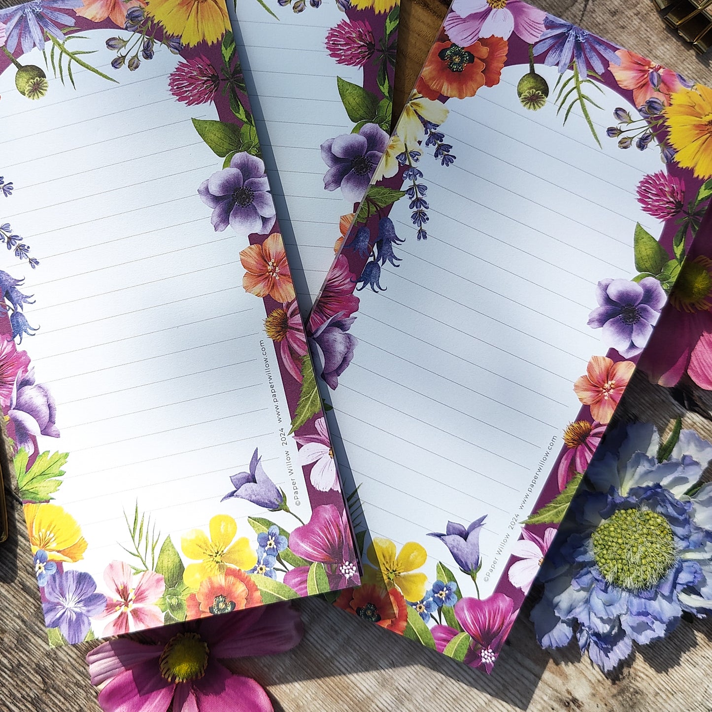 Colourful Flowers Long Notepad