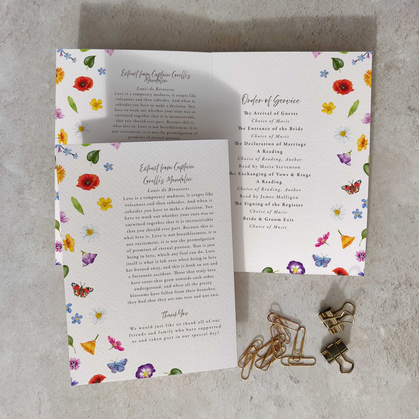 Wildflower Pattern Order of Service Program Digital File