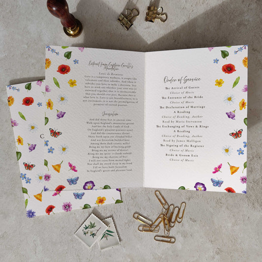 Wildflower Pattern Order of Service Program Digital File