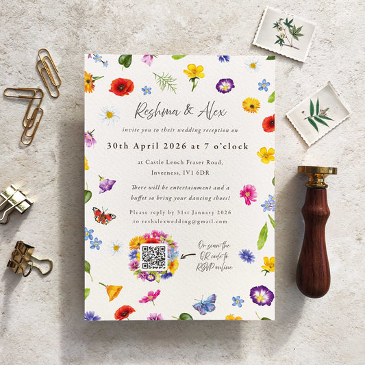 Wildflower Pattern Evening Invitation Digital File
