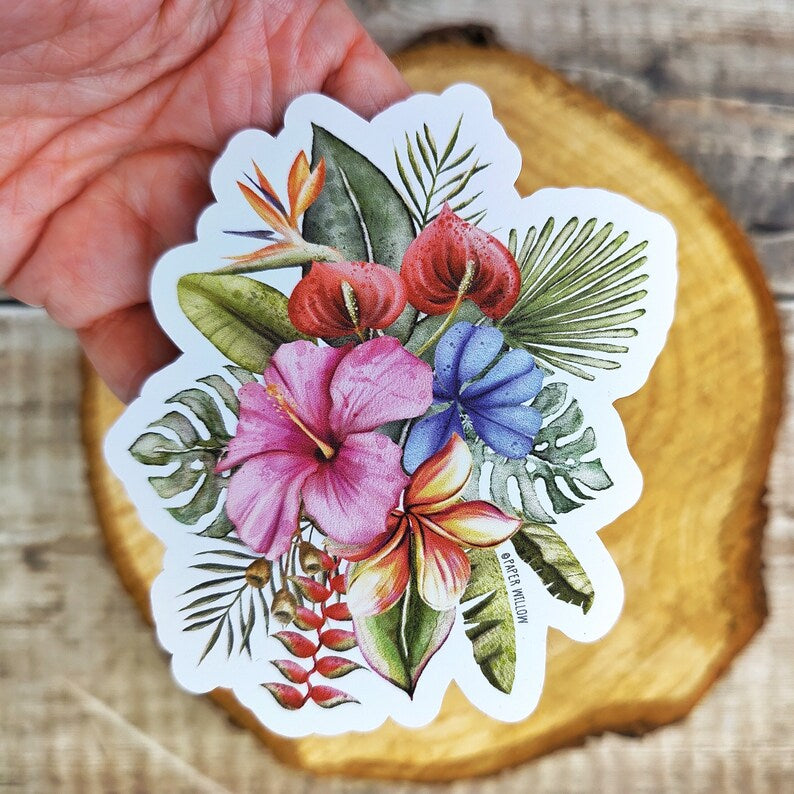 Tropical Flowers Vinyl Sticker