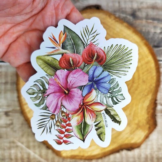 Tropical Flowers Vinyl Sticker