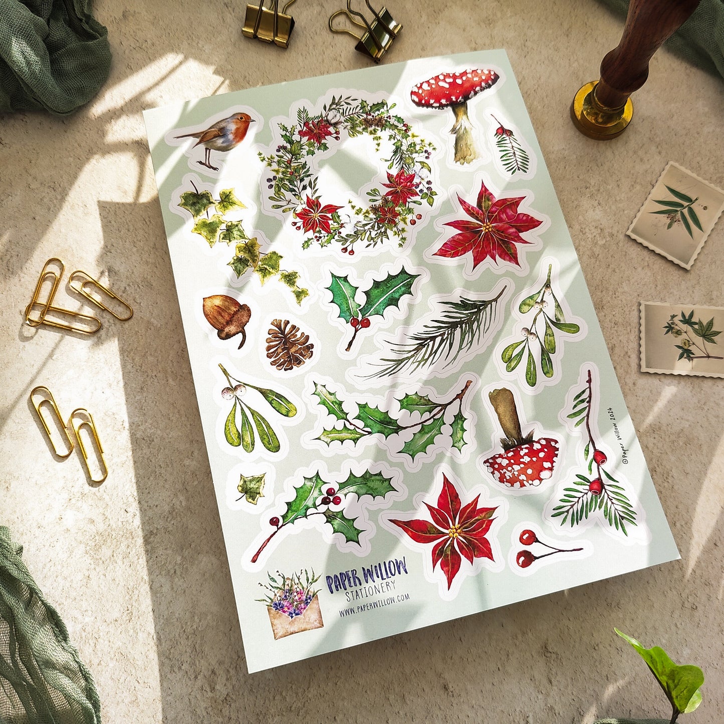 Christmas Woodland A5 Vinyl Sticker Sheet Set
