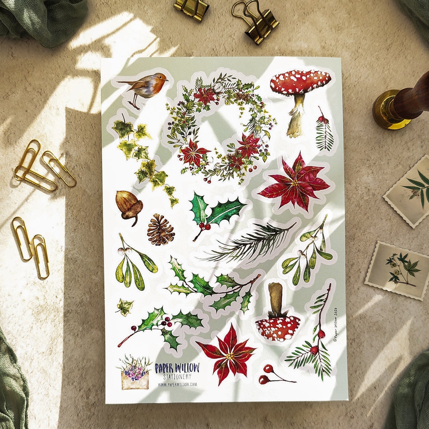 Christmas Woodland A5 Vinyl Sticker Sheet Set