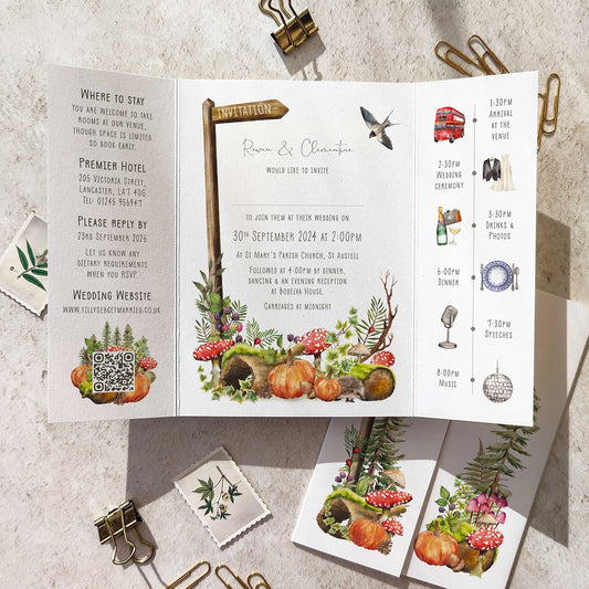 Autumn Woodland Animals Gatefolded A6 Invitation
