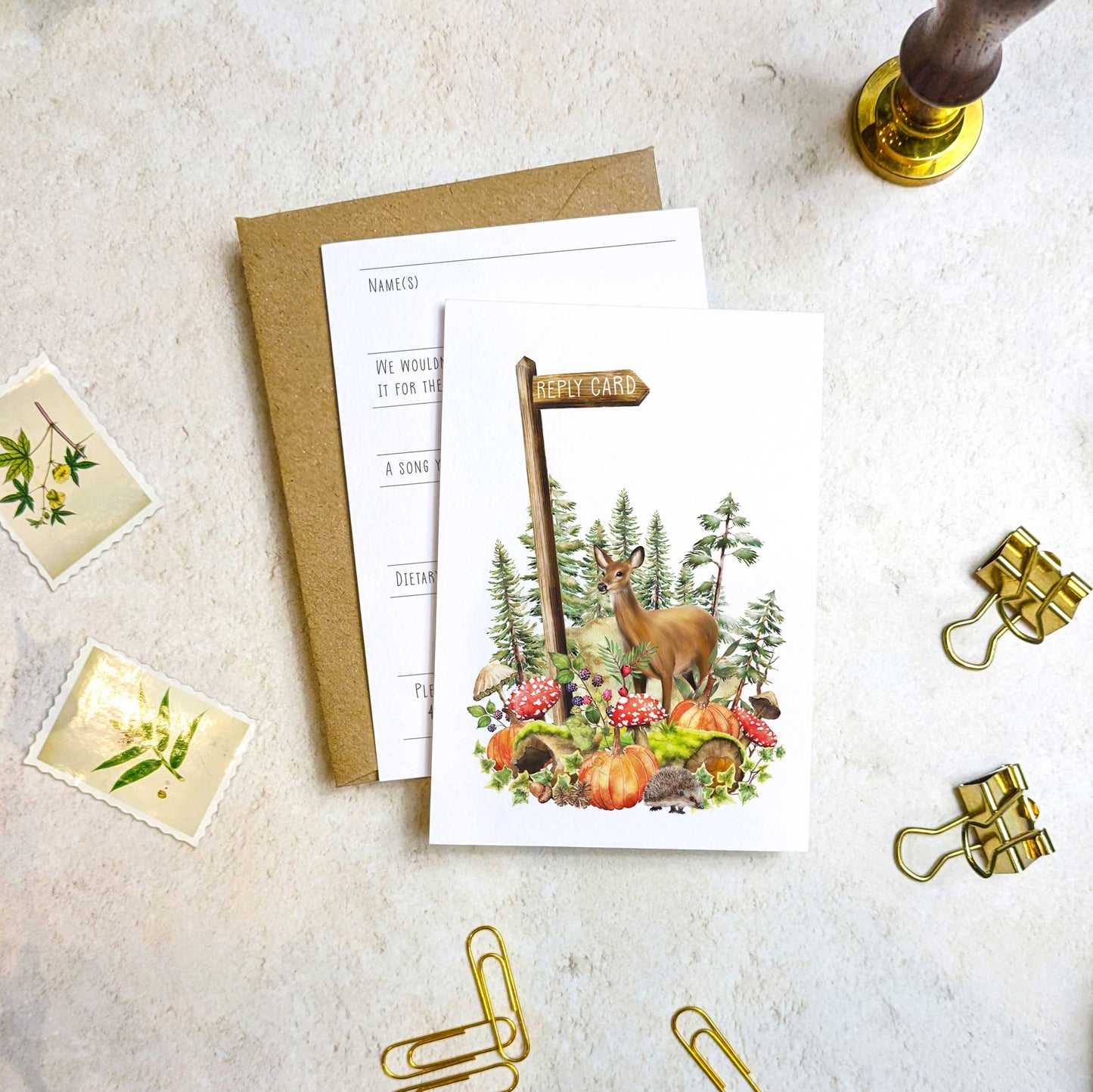 Autumn Woodland Animals Folded A6 Invitation