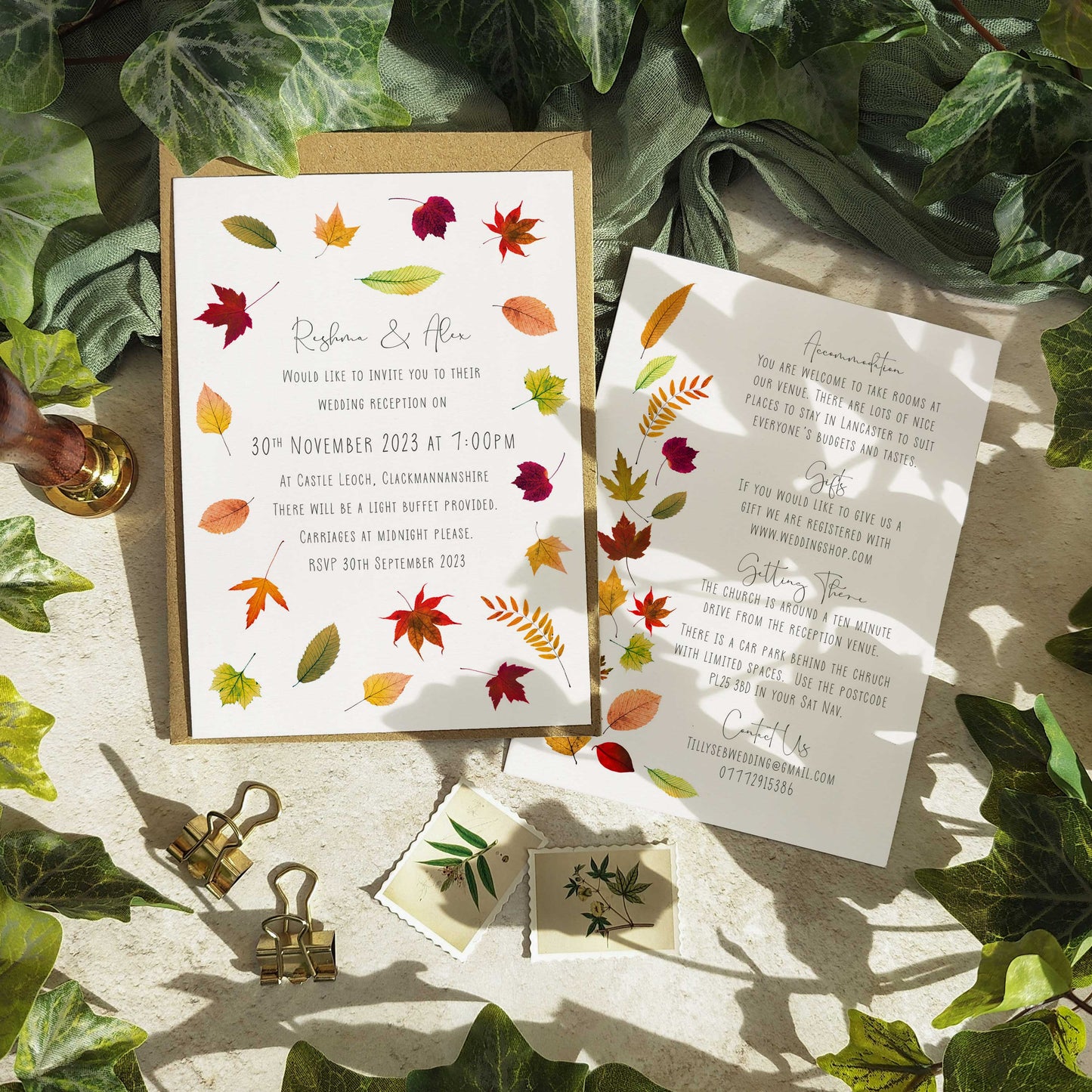 Autumn Leaves Scatter Evening Invitation