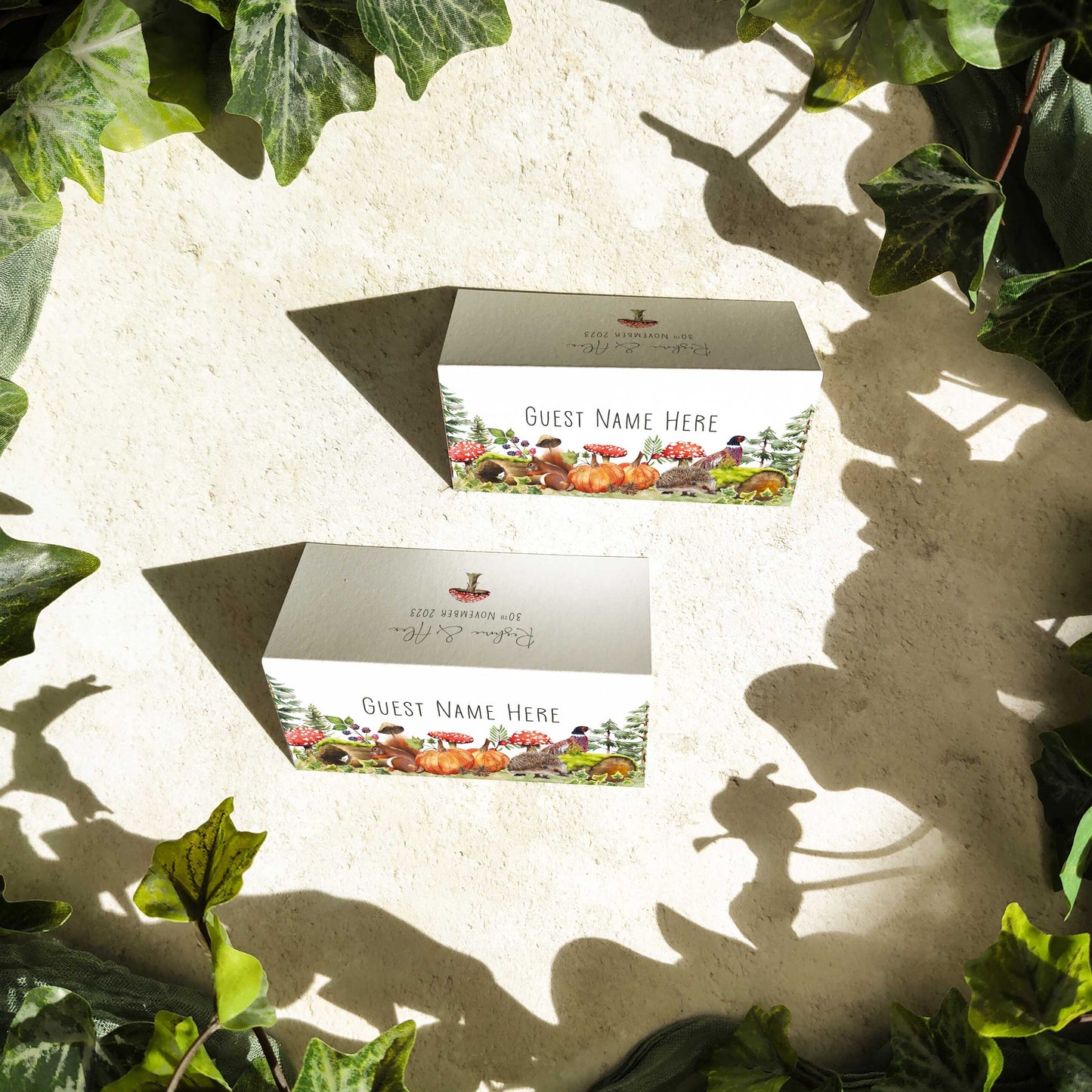 Autumn Woodland Animals Folded Place Cards