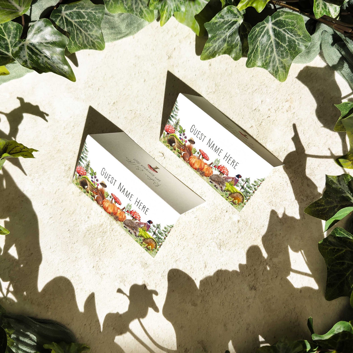 Autumn Woodland Animals Folded Place Cards
