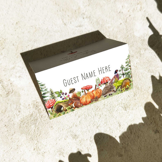 Autumn Woodland Animals Folded Place Cards