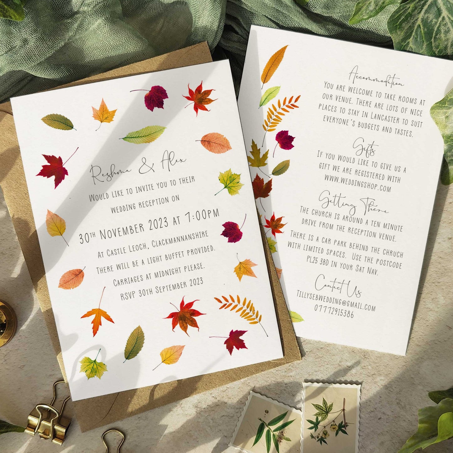 Autumn Leaves Scatter Evening Invitation