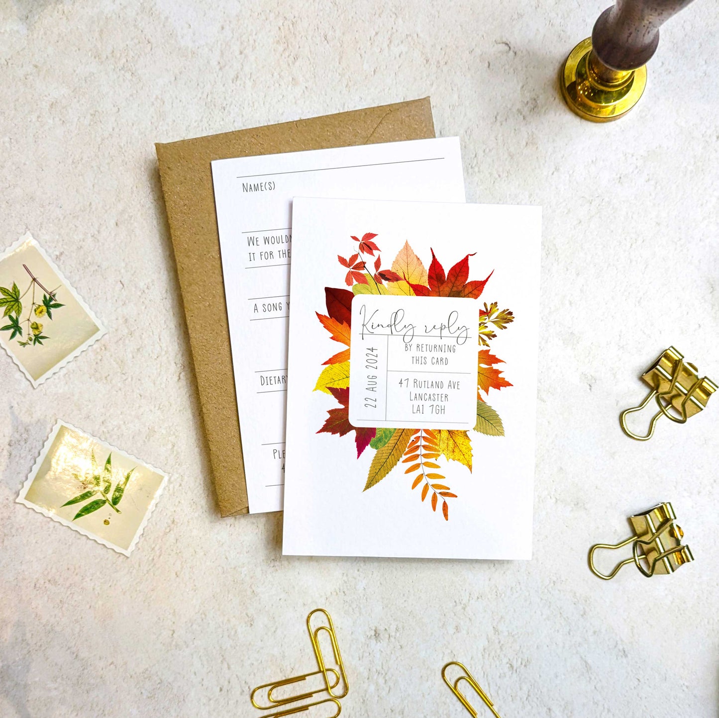 Autumn Leaves Scatter Evening Invitation