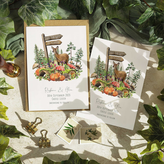 Autumn Woodland Animals Save The Date Card