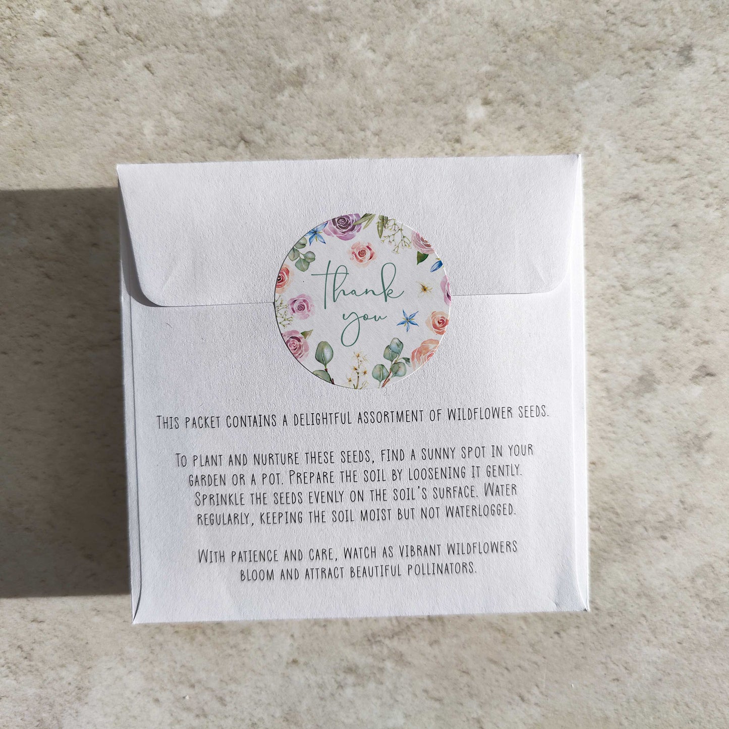 Blush Pink Roses and Eucalyptus Wildflowers Seed Packet Favours (Butterflies and bees) (Pack of 10)