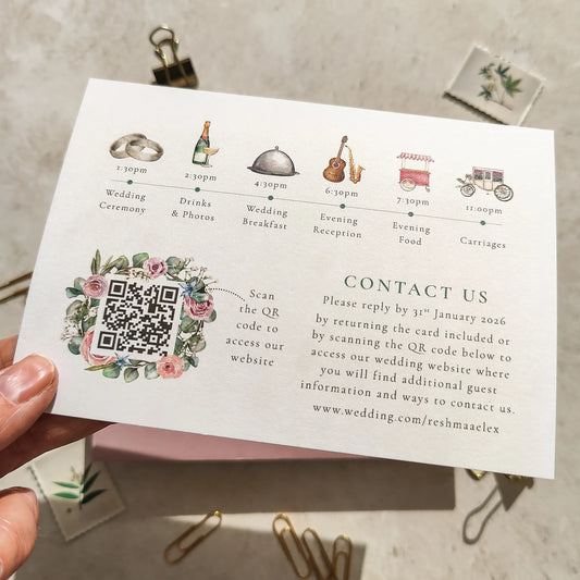 Blush Roses and Eucalyptus Evening Invitation