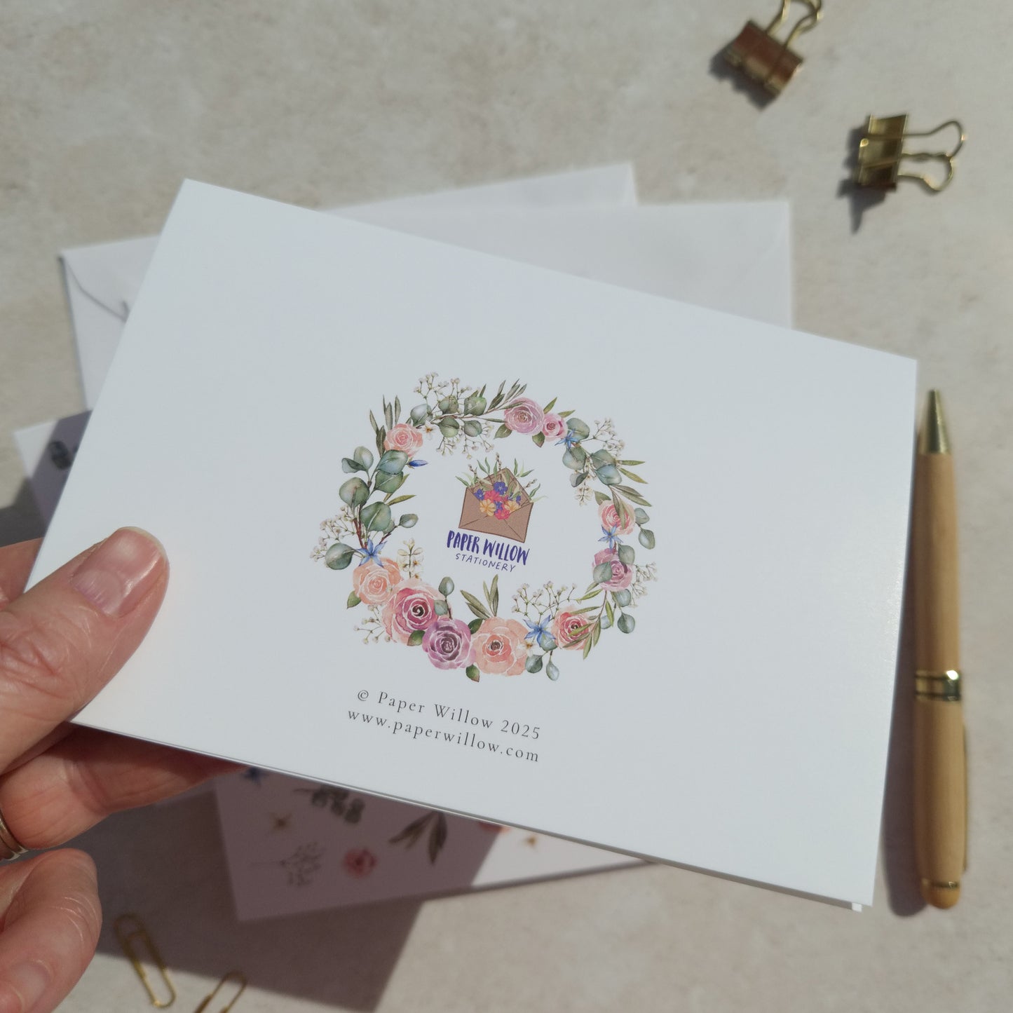 Blush Rose and Eucalyptus Thank You Cards
