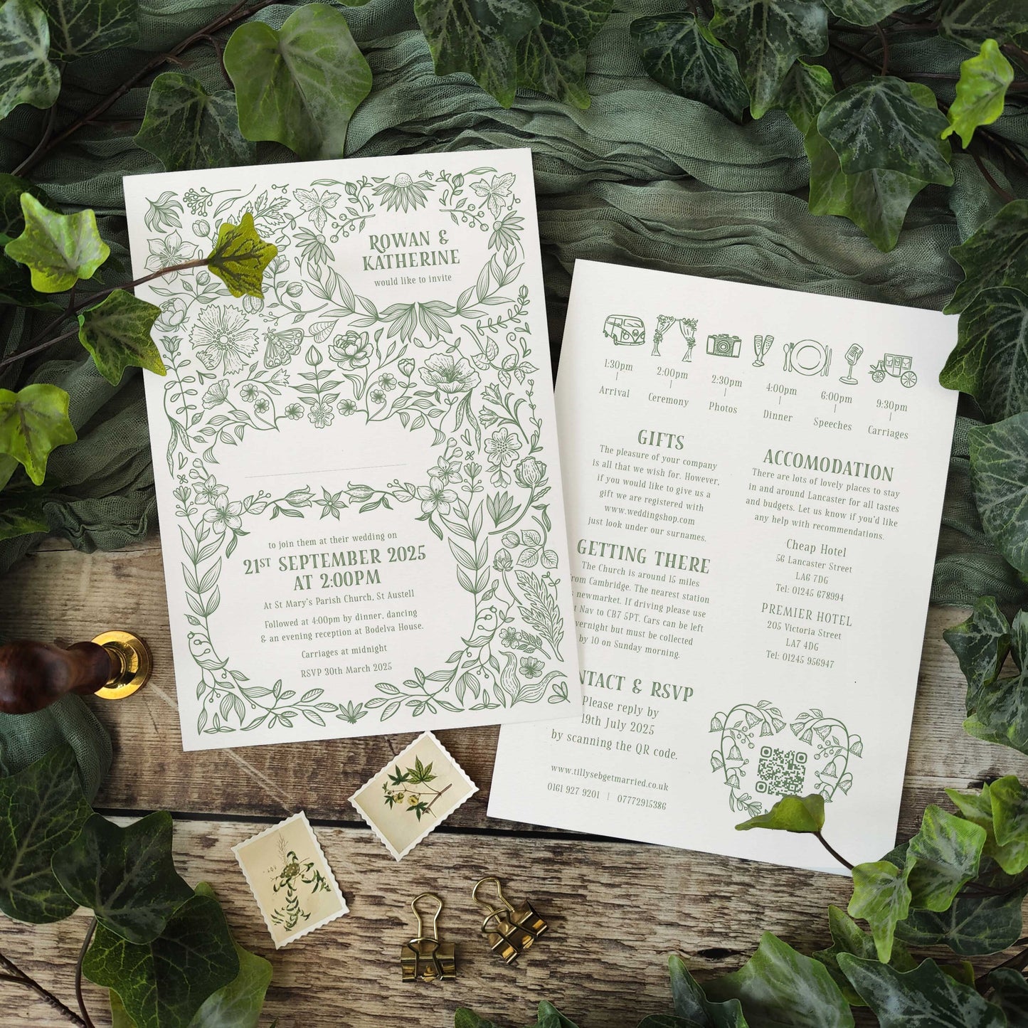 Botanical Floral A5 Wedding Invitation