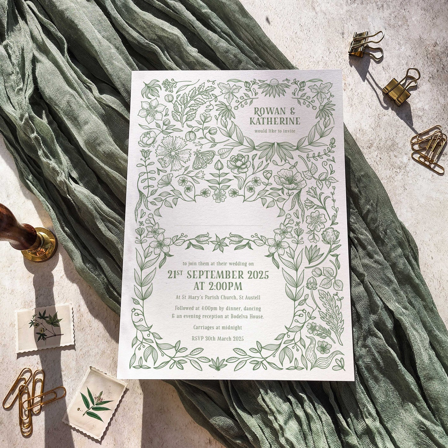 Botanical Floral A5 Wedding Invitation