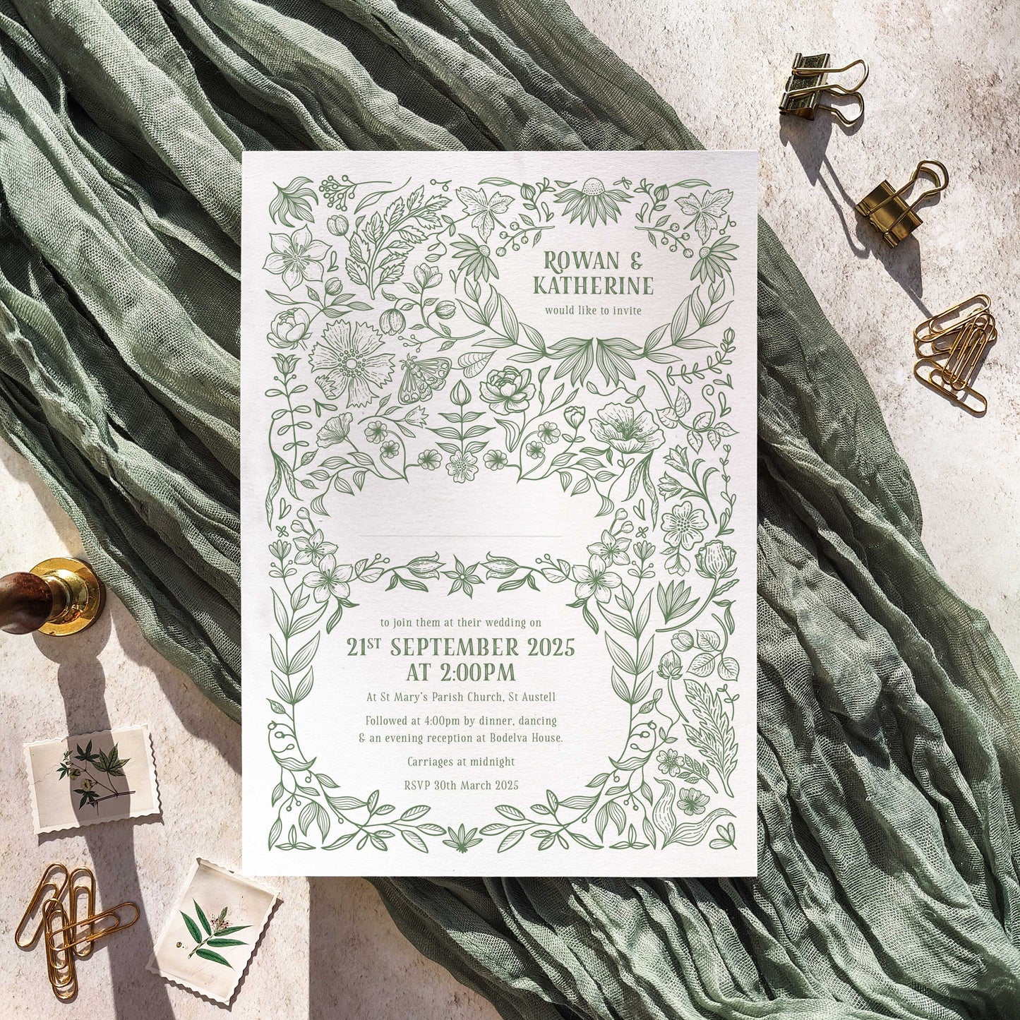 Botanical Floral A5 Wedding Invitation