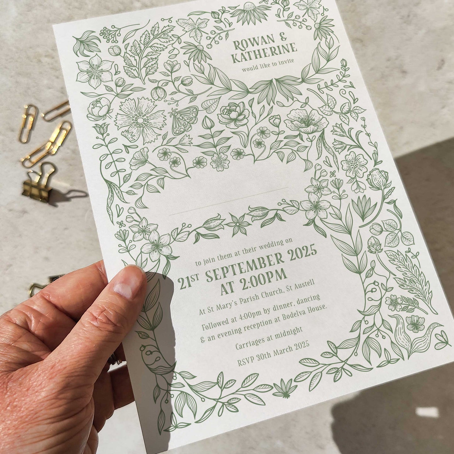 Botanical Floral A5 Wedding Invitation