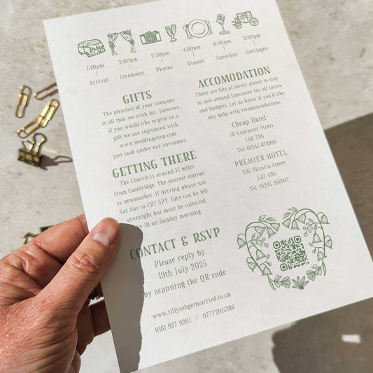 Botanical  Floral A5  Wedding Invitation