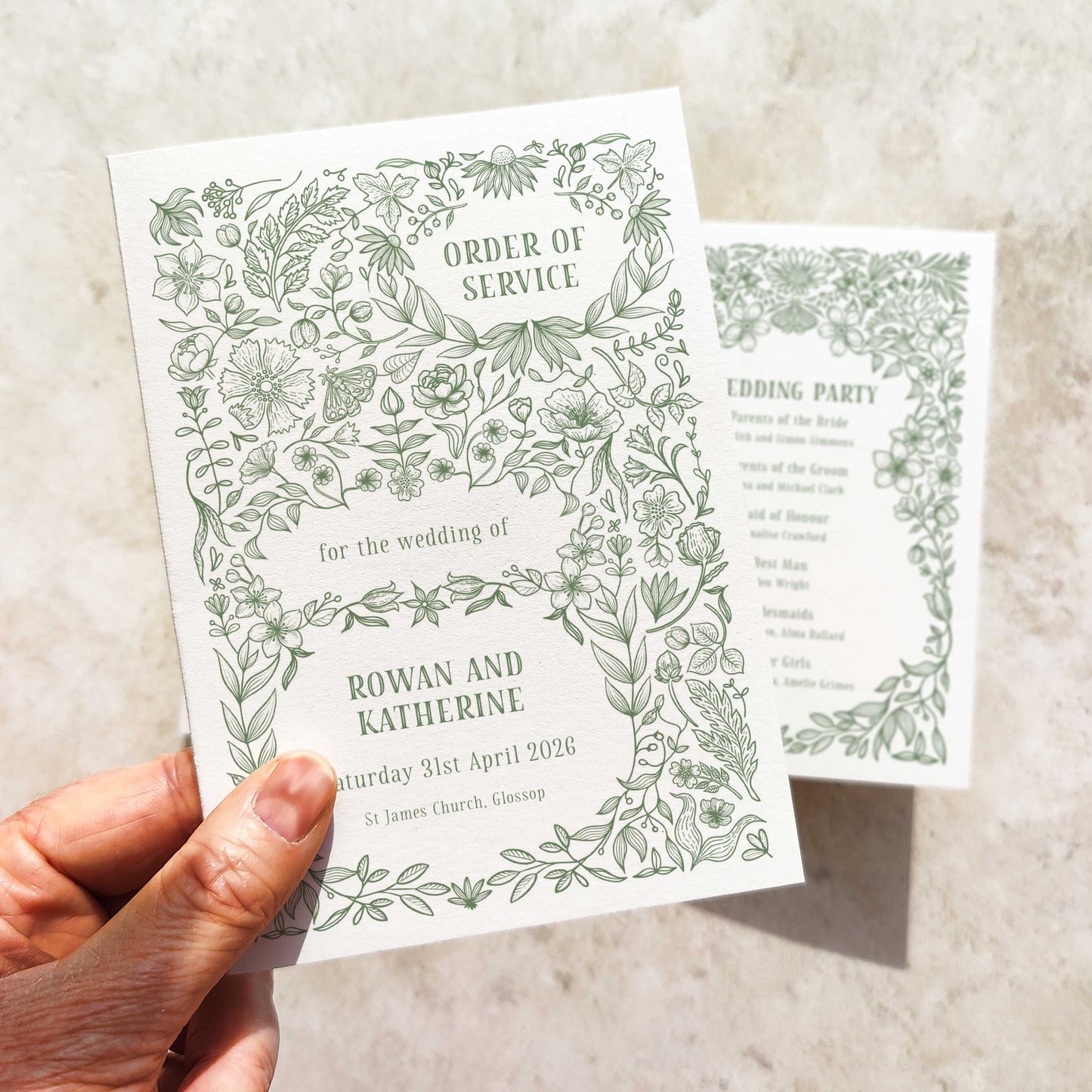 Botanical Floral Folded Order of Service Card