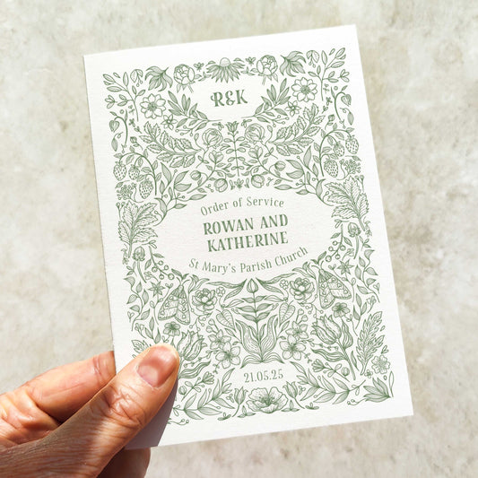 Botanical Floral Folded Order of Service Card
