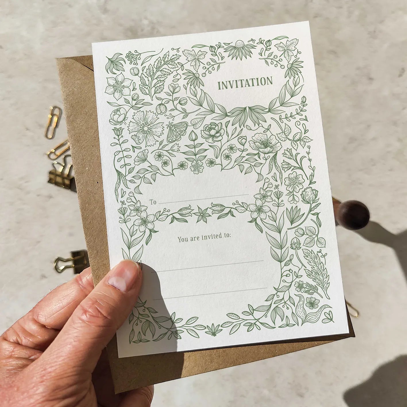 10 x Botanical Florals Ready To Write Invitations