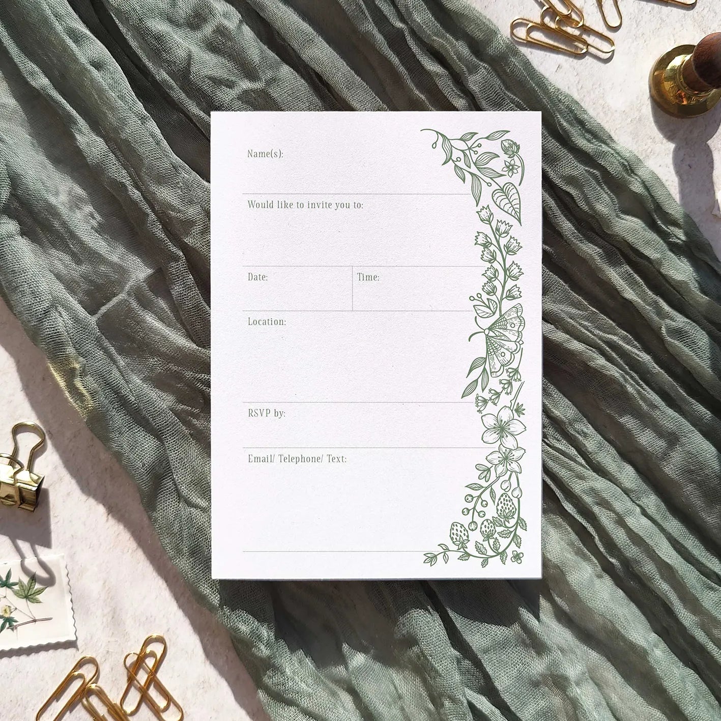 10 x Botanical Florals Ready To Write Invitations