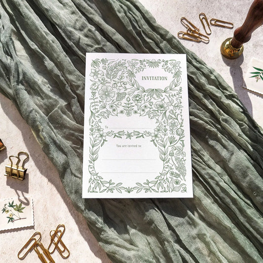 10 x Botanical Florals Ready To Write Invitations
