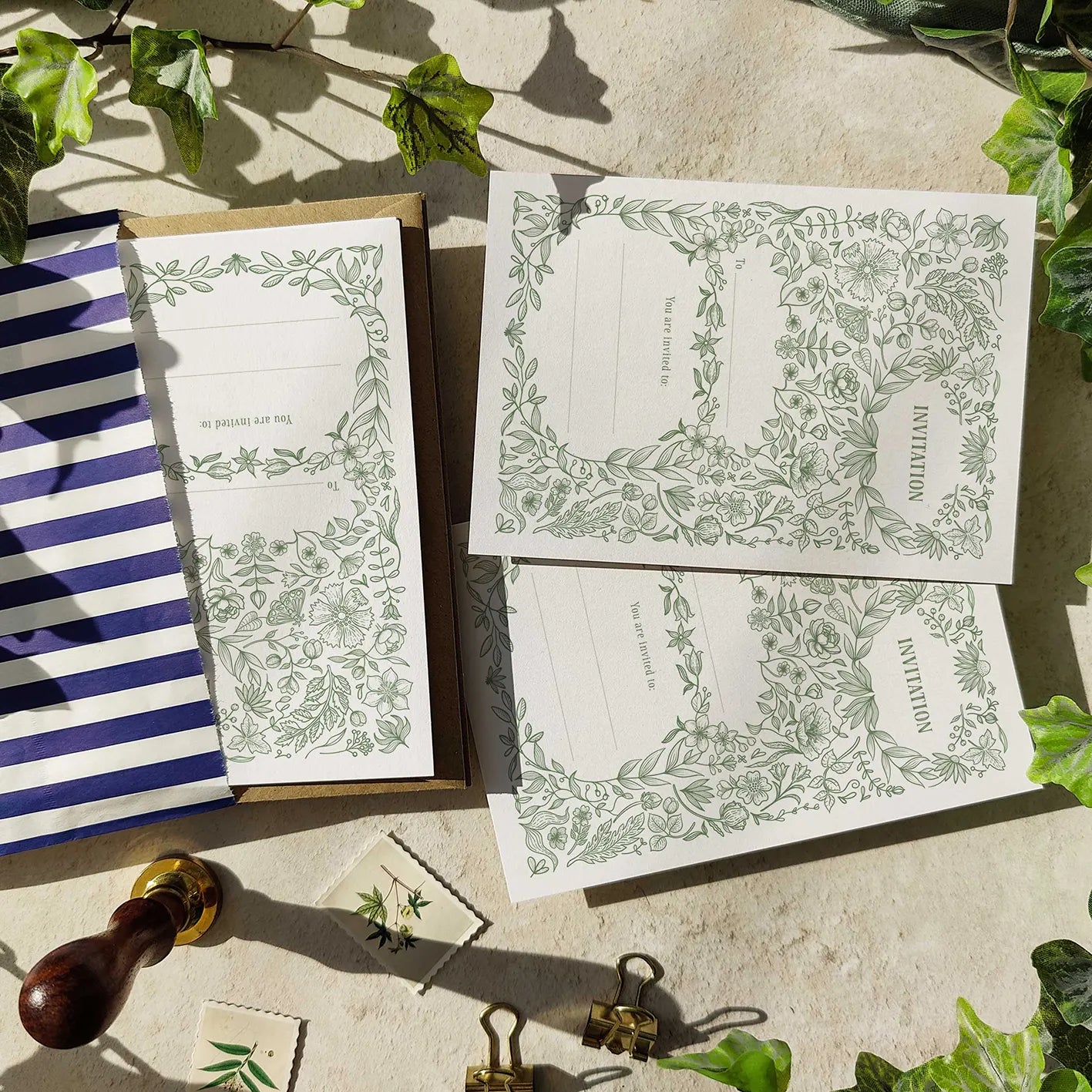 10 x Botanical Florals Ready To Write Invitations