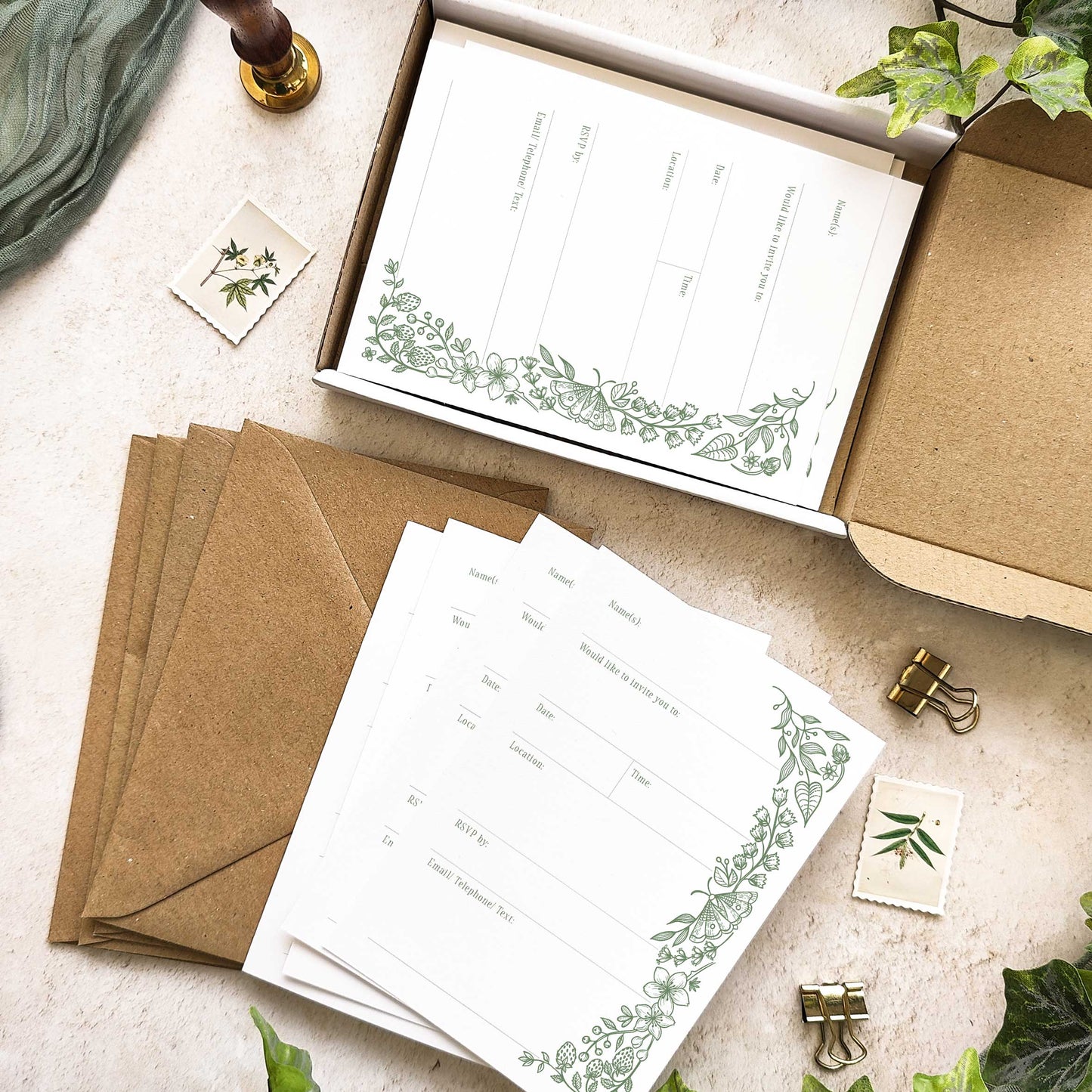 Botanical Florals Ready To Write Invitations