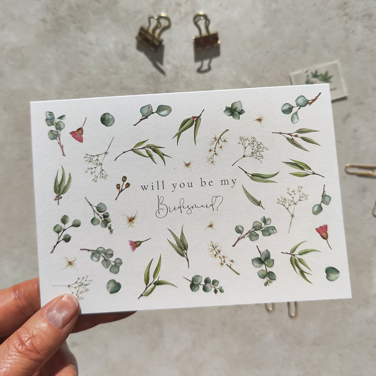 Eucalyptus and Gypsophila Bridesmaid Cards