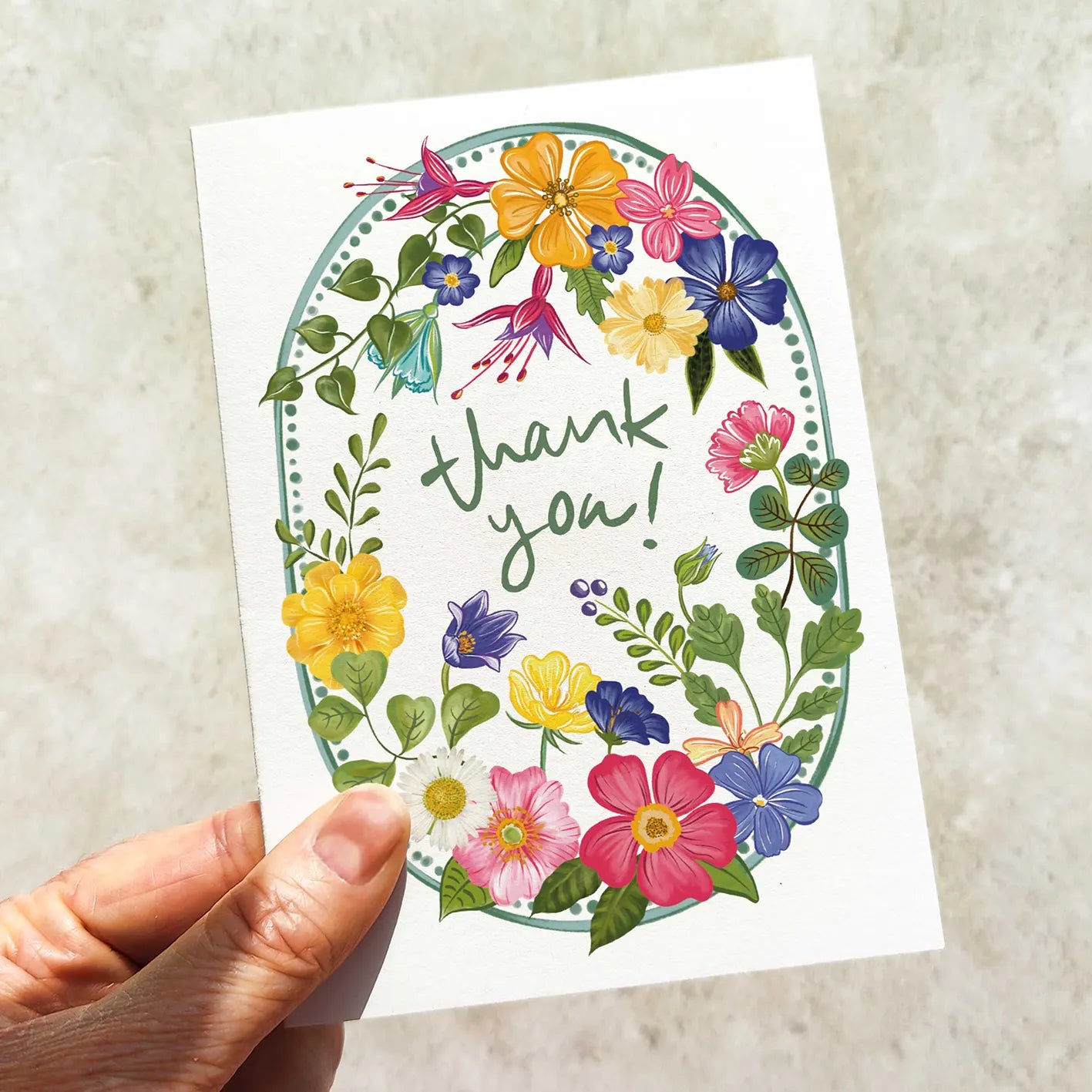 Bright and Colourful Festive Floral Thank you cards