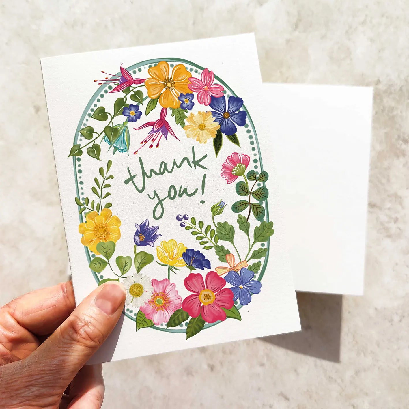 Bright and Colourful Festive Floral Thank you cards
