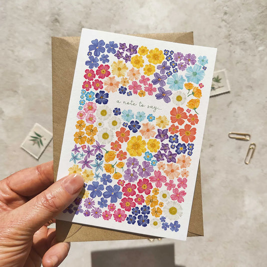Bright and Colourful Festive Floral A Note To Say Cards and Envelopes