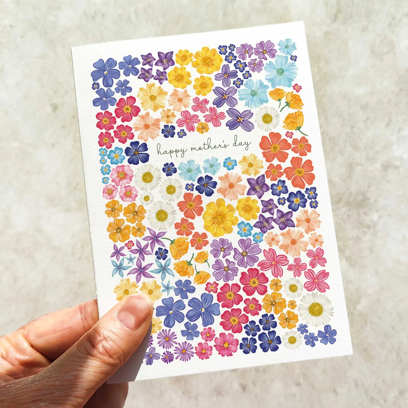 Bright and Colourful Festive Floral Ditsy Mother's Day Card and Envelope