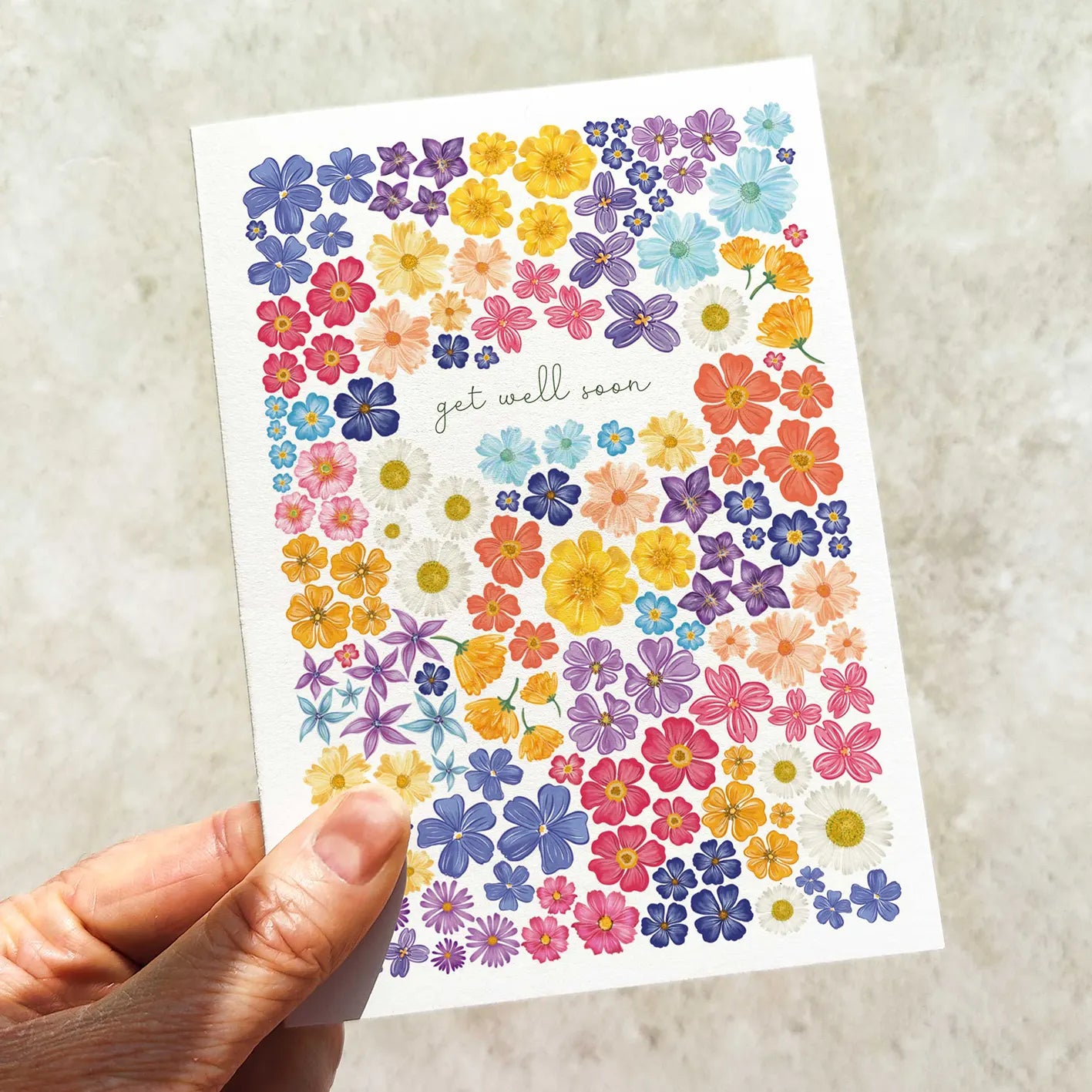 Bright and Colourful Festive Floral Get Well Soon Cards and Envelopes
