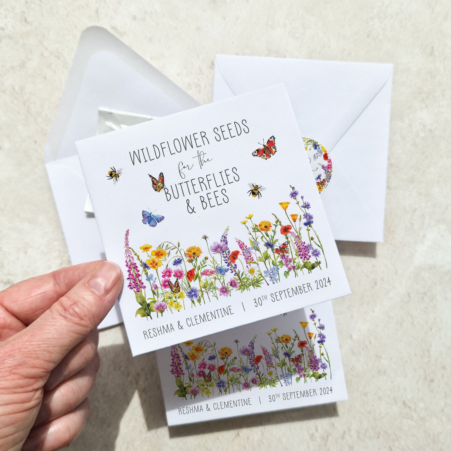 Wildflower Meadow Seed Packet Favours (Butterflies and bees) (Pack of 10)