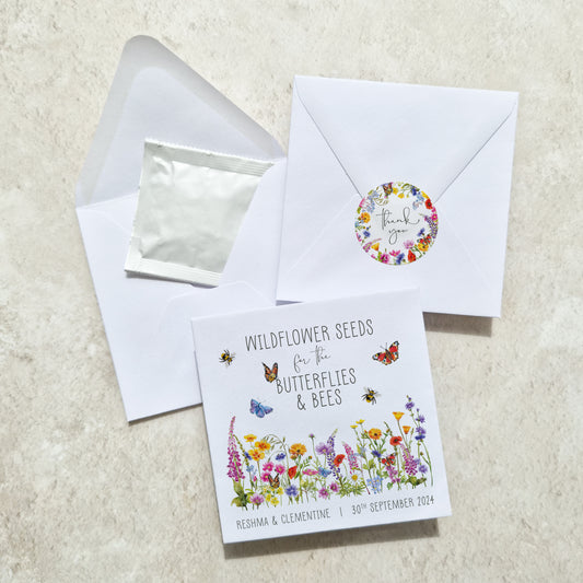 Wildflower Meadow Seed Packet Favours (Butterflies and bees) (Pack of 10)