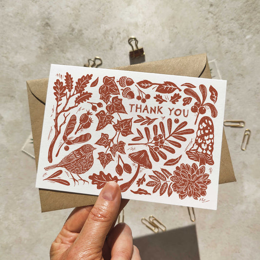Carved Autumn Thank You Cards annd Envelopes | Choice of Colour