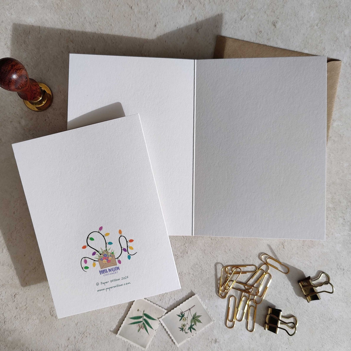 Tuxedo Cat Christmas Hat Folded Card & Envelope