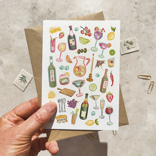 Cheese and Wine Party Note Cards