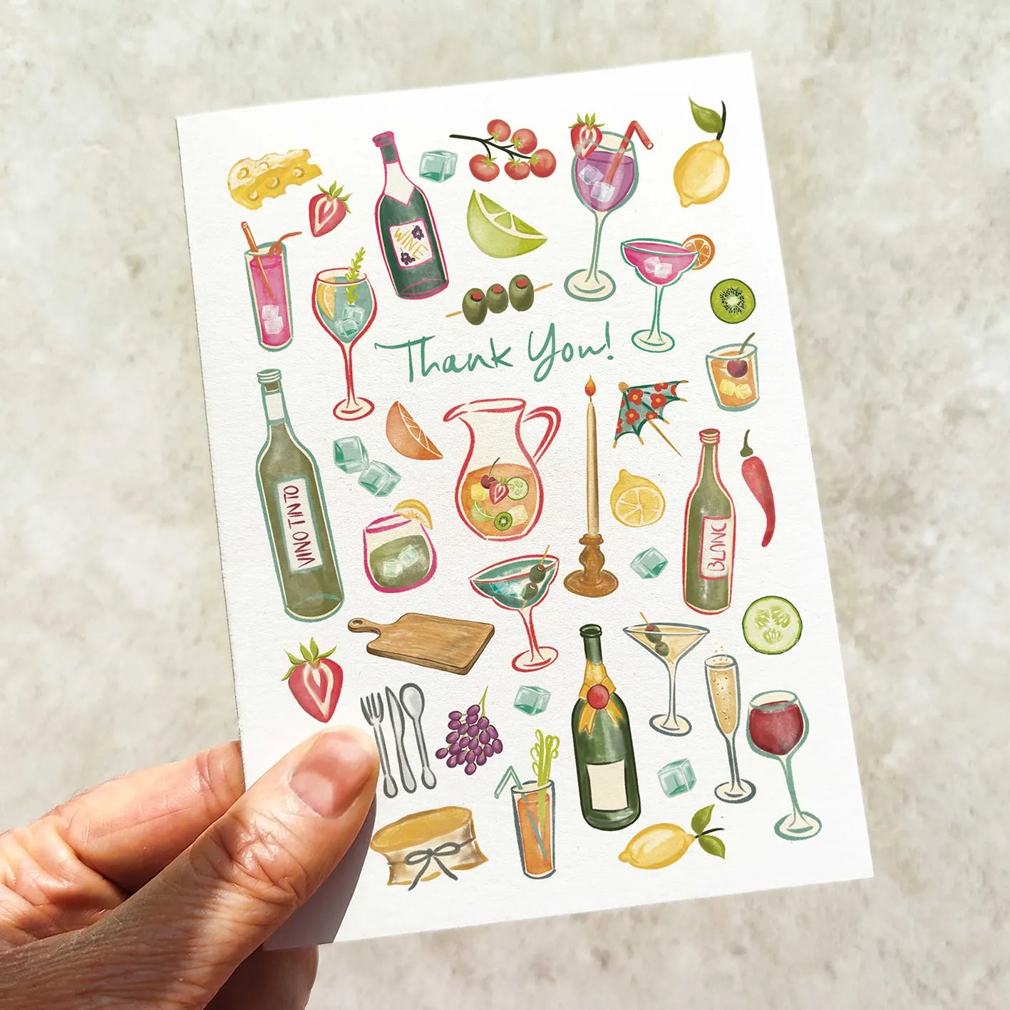 Cheese and Wine Cocktail Party Thank you cards