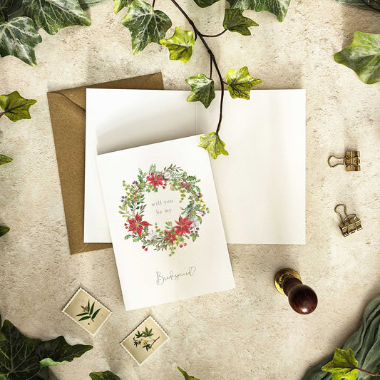Christmas Watercolour Bridesmaid Cards