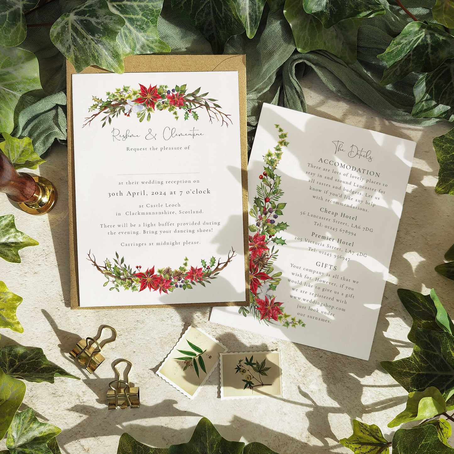 Christmas Watercolour Evening Invitation