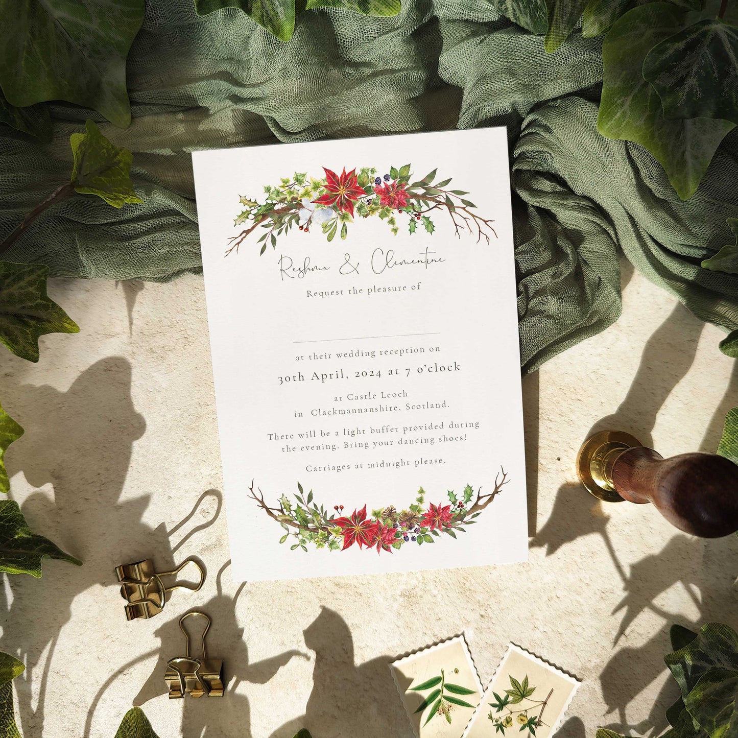 Christmas Watercolour Evening Invitation