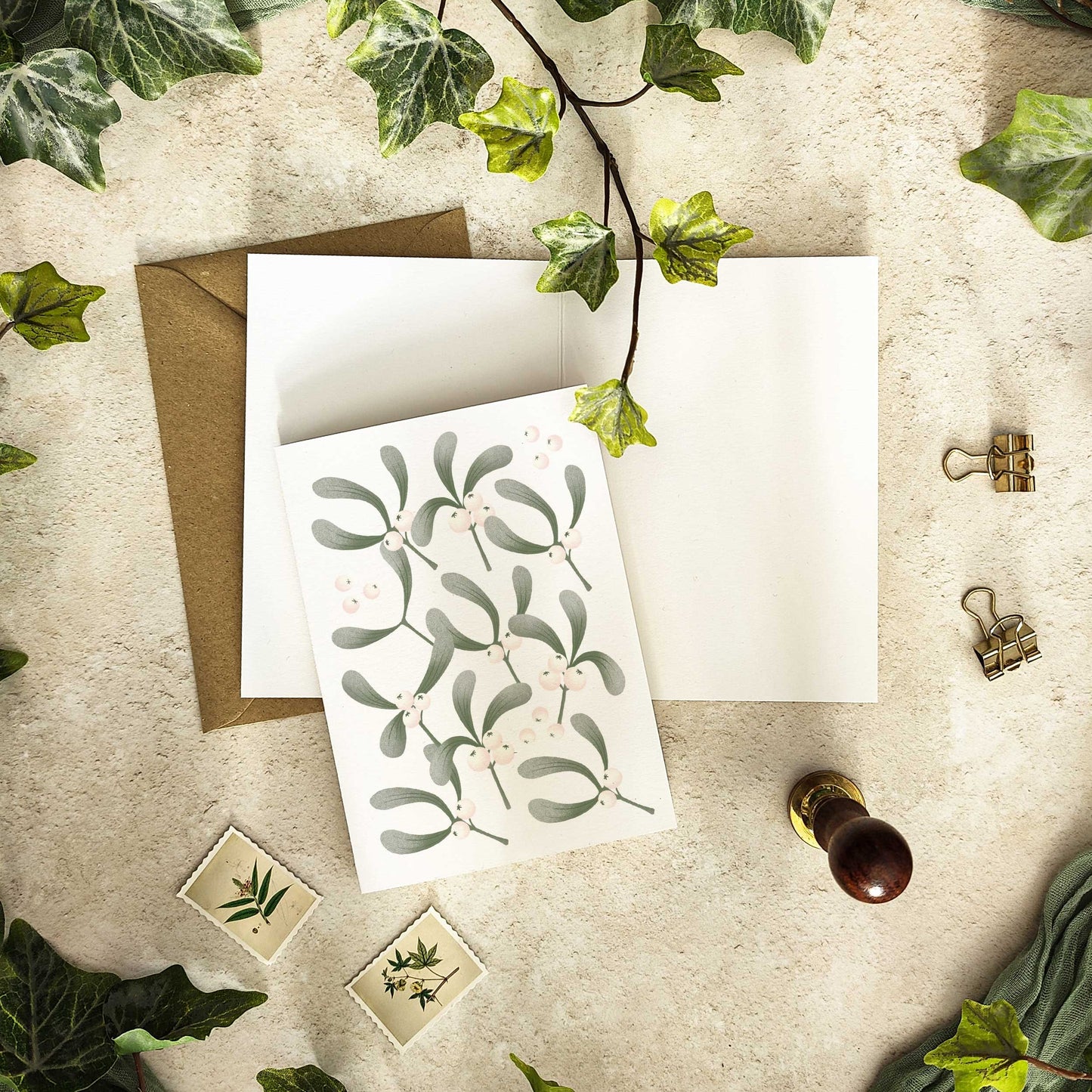Botanical Drawings Modern Christmas Cards & Envelopes